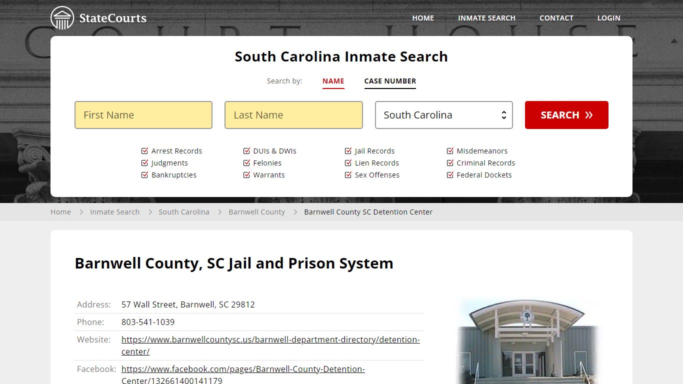 Barnwell County SC Detention Center Inmate Records Search, South ...